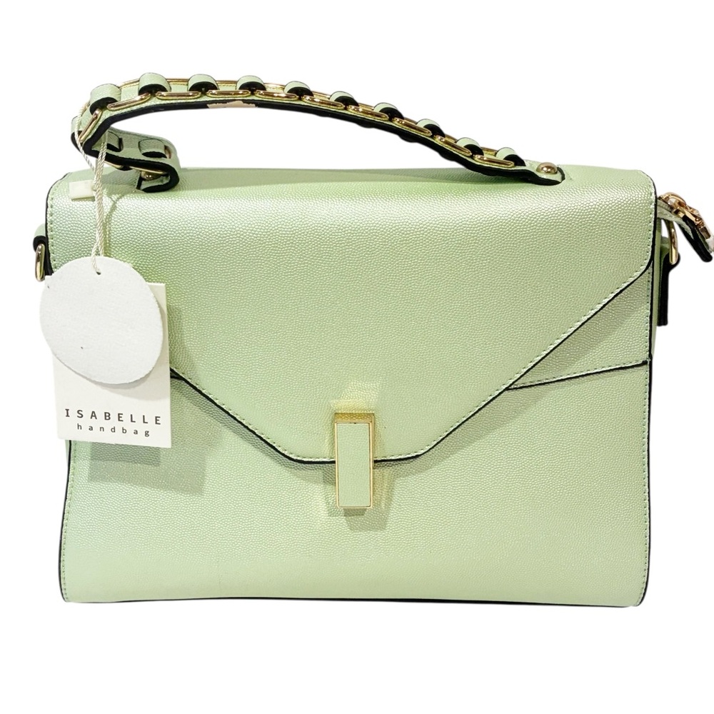 Isabelle Vegan Leather‎ Light Cream Gold Hardware Crossbody Handbag NEW